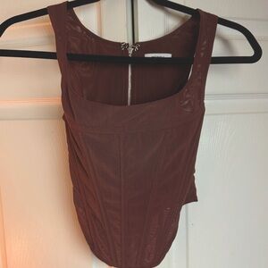 Miaou Brown Square-Neck Corset Tank